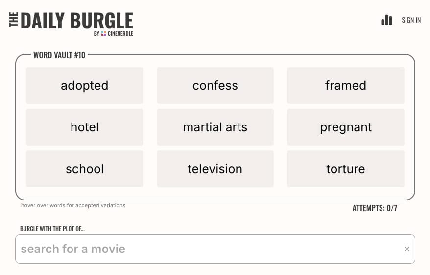 Tägliche Filmherausforderung: Burgle von Cinenerdle!