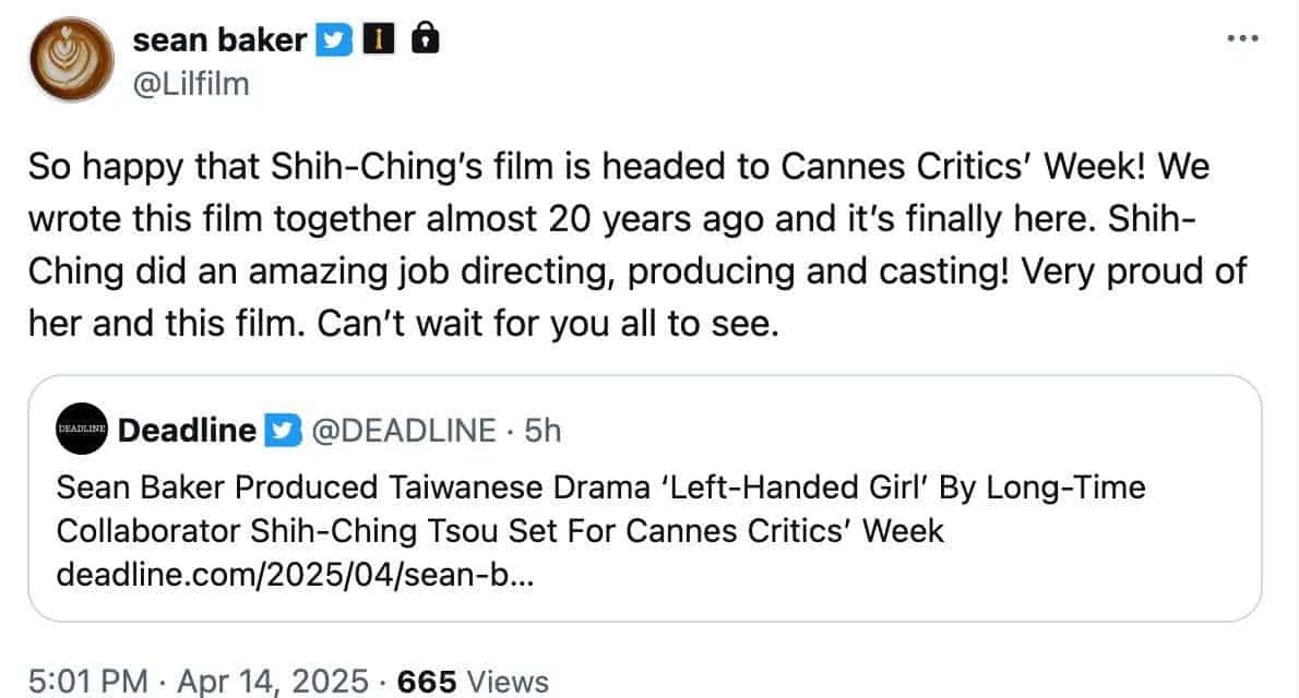Vorfreude auf Filmpremiere von Baker und Tsou in Cannes